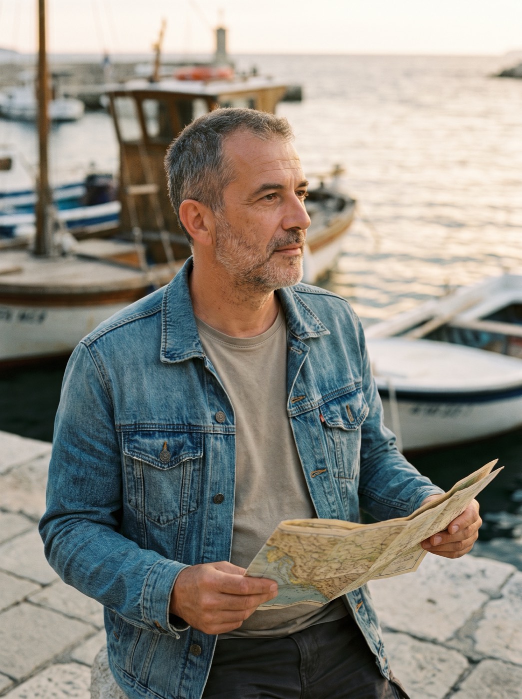 Mateo Kralj, a town planner in a denim jacket, holding a paper map